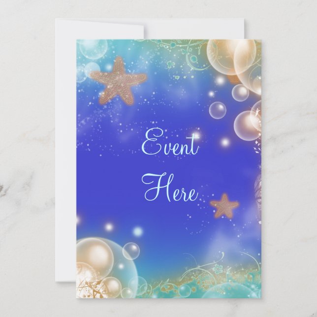 Convite Vintage Beach conchas elegantes casamento (Frente)