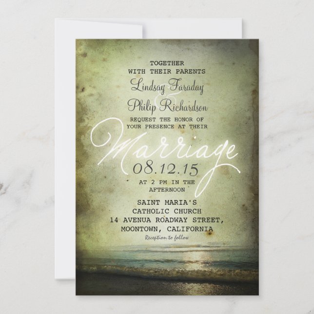 Convite Vintage BEACH WEDDING (Frente)