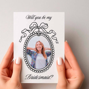 Convite Vintage Beaded Frame com Proposta de Bridesmaid de