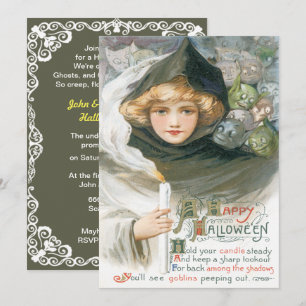 Convite Vintage Beleza E Os Duendes Halloween