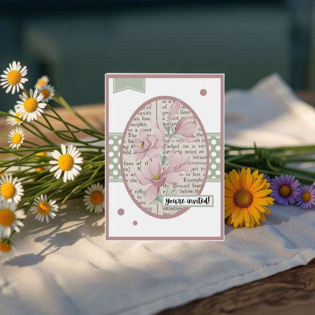 Convite Vintage Bellflower Detalhes do Aniversário de trás (Criador carregado)