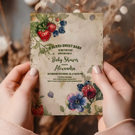 Convite Vintage Berry Sweet Wild Berries Chá de fraldas