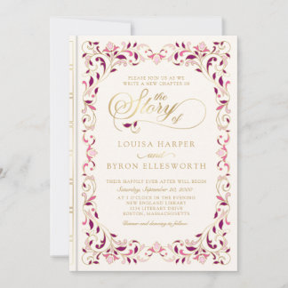 Convite Vintage Biblioteca Story Fairy Tale Casamento