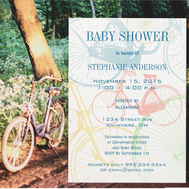 Convite Vintage Bicycle Baby Shower Invations (Criador carregado)