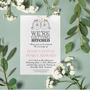 Convite Vintage Bicycle Love Pink and Red ou escolha a cor