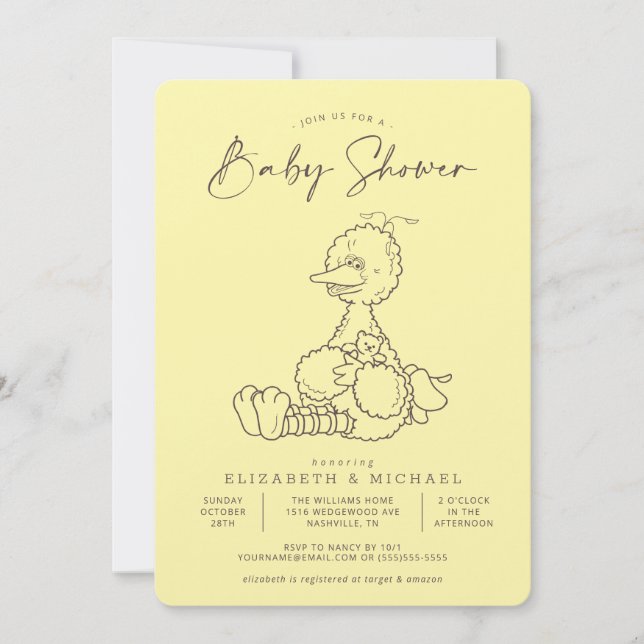 Convite Vintage Big Bird Baby Shower Invitation (Frente)