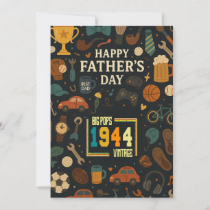 Convite Vintage Big Pops 1944 81º Aniversário Dia dos Pais