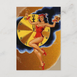 Convite Vintage Bill Randall New Year Party Pinup Girl