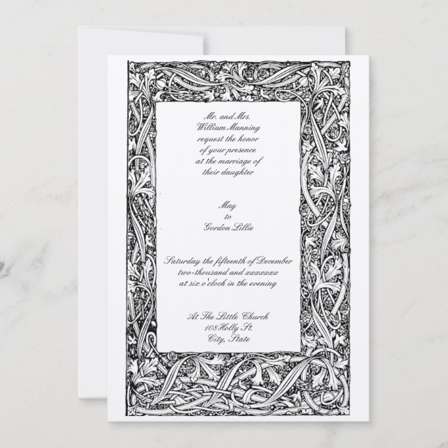 Convite Vintage Bird Floral & Foliage Art Nouveau (Frente)