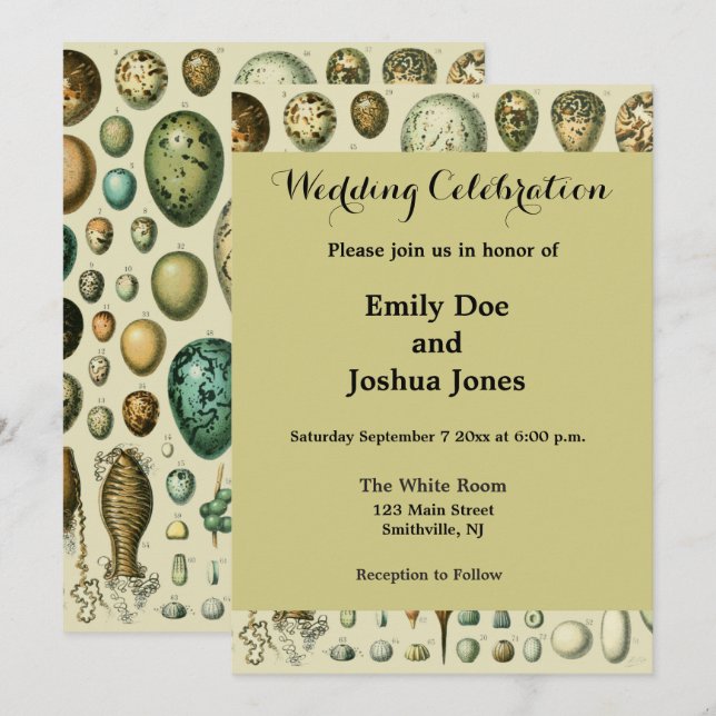 Convite Vintage Bird Ovos de Peixes Franceses (Frente/Verso)