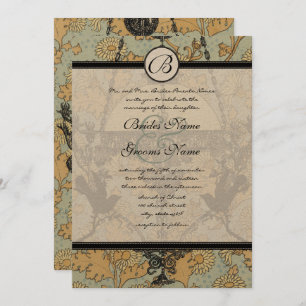 Convite Vintage Birds Damask Chandelier Invitation