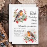 Convite Vintage Birds Robin Redbreast 50º aniversário<br><div class="desc">50º convite de aniversário com pinturas de pequenos Robins bonito sentados nos ramos de uma árvore com bagas vermelhas e folhas verdes. Entre em contato comigo para obter assistência com suas personalizações ou para solicitar outros produtos Zazzle correspondentes ou coordenadores para sua celebração.</div>