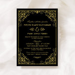 Convite Vintage Black and Dourado Art Deco Weding<br><div class="desc">Convites de casamento elegantes e glamourosos de arte inspirados no estilo Gatsby da vintagem do ornamentado e nos anos 20 ruidosos. O design de placa apresenta um esquema de cor preto e dourado,  quadro decorativo e padrão de ornamentado e tipografia de na moda que pode ser completamente personalizada.</div>