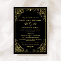 Vintage Black and Dourado Art Deco Weding