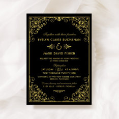 Convite Vintage Black And Dourado Art Deco Weding at Zazzle