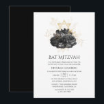 Convite Vintage Black and Dourado Floral Bat Mitzvah<br><div class="desc">Vintage black and gold floral bat mitzvah convite personalizável para suas especificidades.</div>
