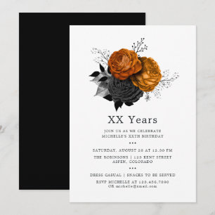 Convite Vintage Black and Orange Halloween Aniversário Fl