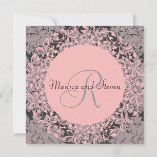 Convite Vintage Black and Pink Weds