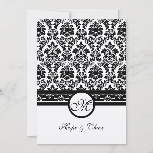 Convite Vintage Black Damask Borders (Frente)
