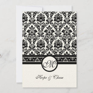 Convite Vintage Black Damask Borders