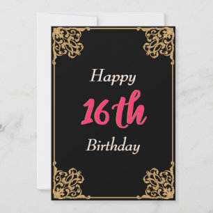 Convite Vintage Black Dourado Barroco Rosa Cor-de-Rosa Doc