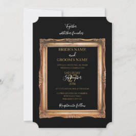 Convite Vintage Black & Dourado Wedding