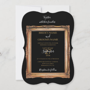 Convite Vintage Black & Dourado Wedding