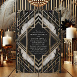 Convite Vintage Black Feather Art Deco Casamento<br><div class="desc">Adicione um toque de glamour de 1920 ao seu casamento com este Convite de Casamento de Arte de Pena Negra-Dourada Vintage. Projetado com uma intrincada armação geométrica de ouro sobre fundo preto e enfeitado com penas brancas luxuosas, esse convite incorpora a elegância dos vinte e poucos anos ruidosos. Perfeito para...</div>