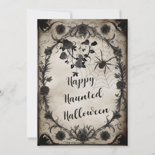 Convite Vintage Black Rosas Halloween