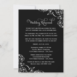 Convite Vintage Black Scrolls Casamento Ensaio e Janto