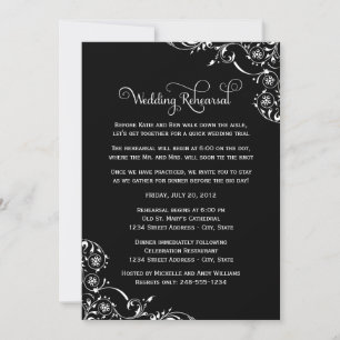 Convite Vintage Black Scrolls Casamento Ensaio e Janto