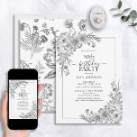 Convite Vintage Black White Floral Line Art 50º Aniversári<br><div class="desc">Celebre um marco em estilo com nosso Vintage Black White Floral Line Art 50º Convite de Aniversário. De sua caligrafia à mão, até a vintage line art price, arranjos em preto elegante, este convite dá o tom para seu dia especial. Com o padrão floral correspondente na parte de trás de...</div>