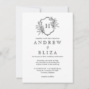 Convite Vintage Black & White Monographic Olives