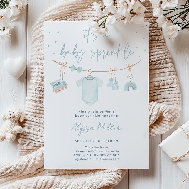 Convite Vintage Blue Boy Baby Clothes Baby Sprinkle (Criador carregado)