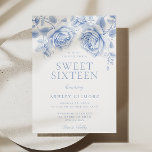 Convite Vintage Blue Floral Girl Sweet 16 Party<br><div class="desc">Vintage Blue Floral Girl Sweet 16 Convite de festas Siga nossa loja para muitos outros convites e designs</div>