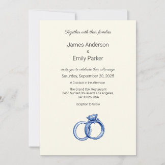 Convite Vintage Blue Floral Invitation