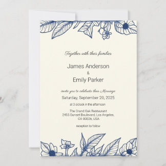 Convite Vintage Blue Floral Invitation