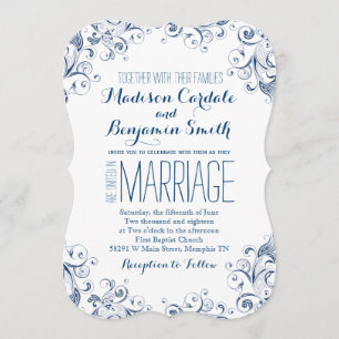 Convite Vintage Blue Flourish Invtions