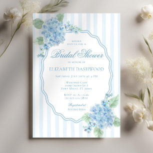 Convite Vintage Blue Hydrangea Flower Strike Chá de panela