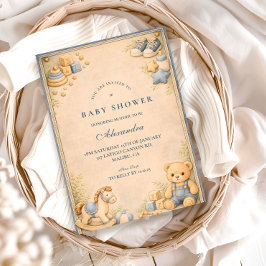 Convite Vintage Blue Jeans Classic Baby Shower