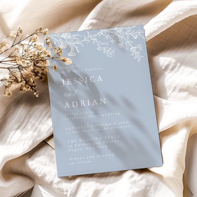 Convite Vintage Blue Victorian Elegant Casamento (Criador carregado)