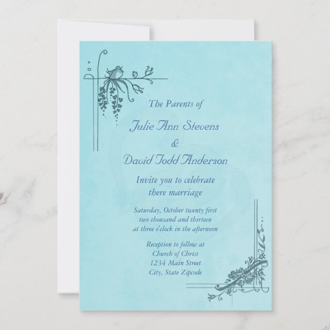 Convite Vintage Blue Wedding (Frente)