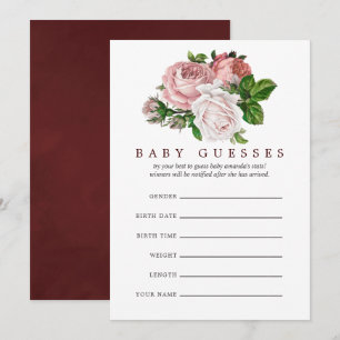 Convite Vintage Blush & Burgundy Floral Chá de fraldas Adi