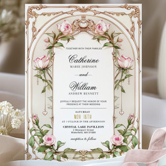 Convite Vintage Blush Floral Invitation