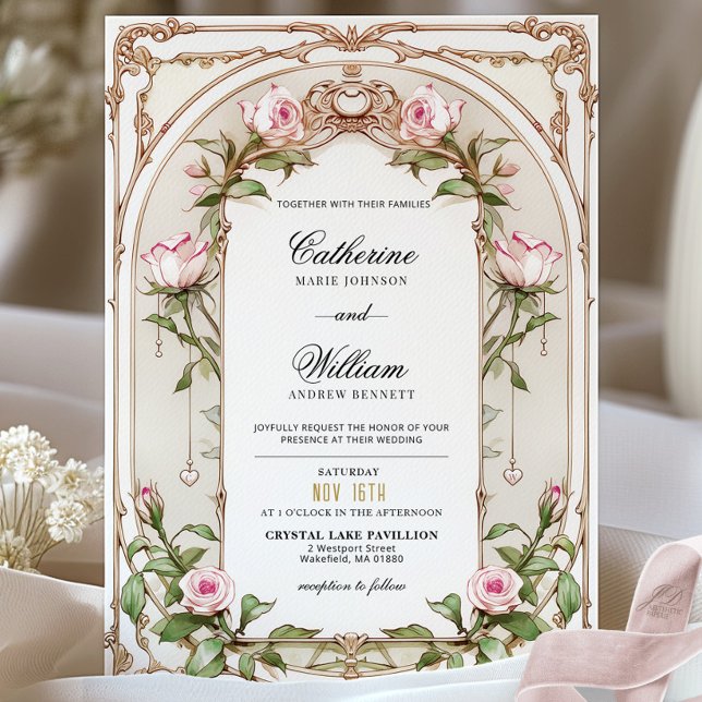 Convite Vintage Blush Floral Invitation (Criador carregado)