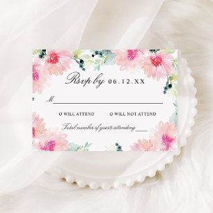 Convite Vintage Blush Floral Watercolor - RSVP