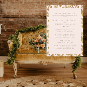 Convite Vintage Blush & Gold Chinoiserie 2 Locais