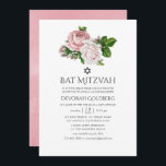 Convite Vintage Blush Pink Bat Floral Mitzvah<br><div class="desc">Vintage blush roses cor-de-rosa bat mitzvah convite projetado para ser rápida e facilmente personalizado de acordo com as suas especificações de evento.</div>