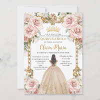 Vintage Blush Pink Champagne Quinceañera Floral