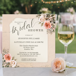 Convite Vintage Blush Pink Roses Watercolor Bridal Shower